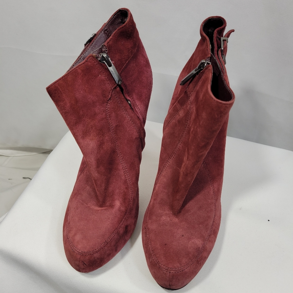 Sam Edelman Burgundy Suede Ankle Boots Size 7.5